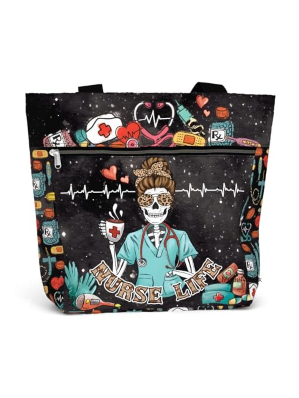 Waterproof Large Tote Bag with Zipper Pockets for Work Nurse Women